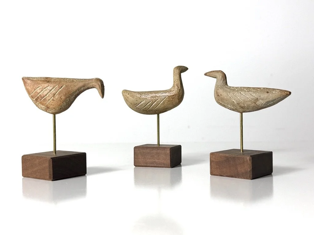vintage mid century modern studio pottery bird sculptures richard peeler ceramic bird scandinavian decor original mid century modern pottery sculptures
