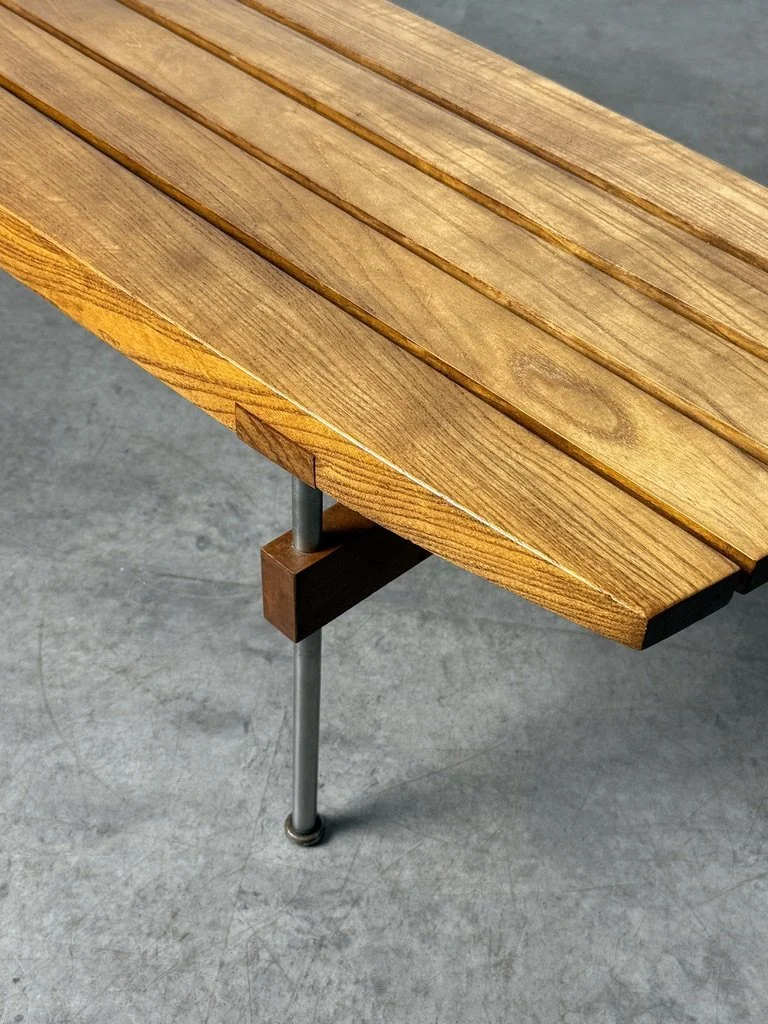 vintage mid century modern slat bench 1950s architectural bench george nelson slat bench herman miller minimalist slat bench