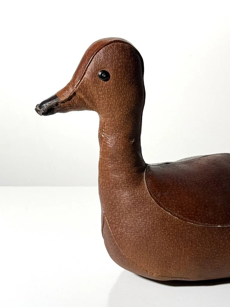 vintage mid century modern leather sculpture dimitri omersa abercrombie and fitch leather animal rare unique sculpture animal decor antique door stop