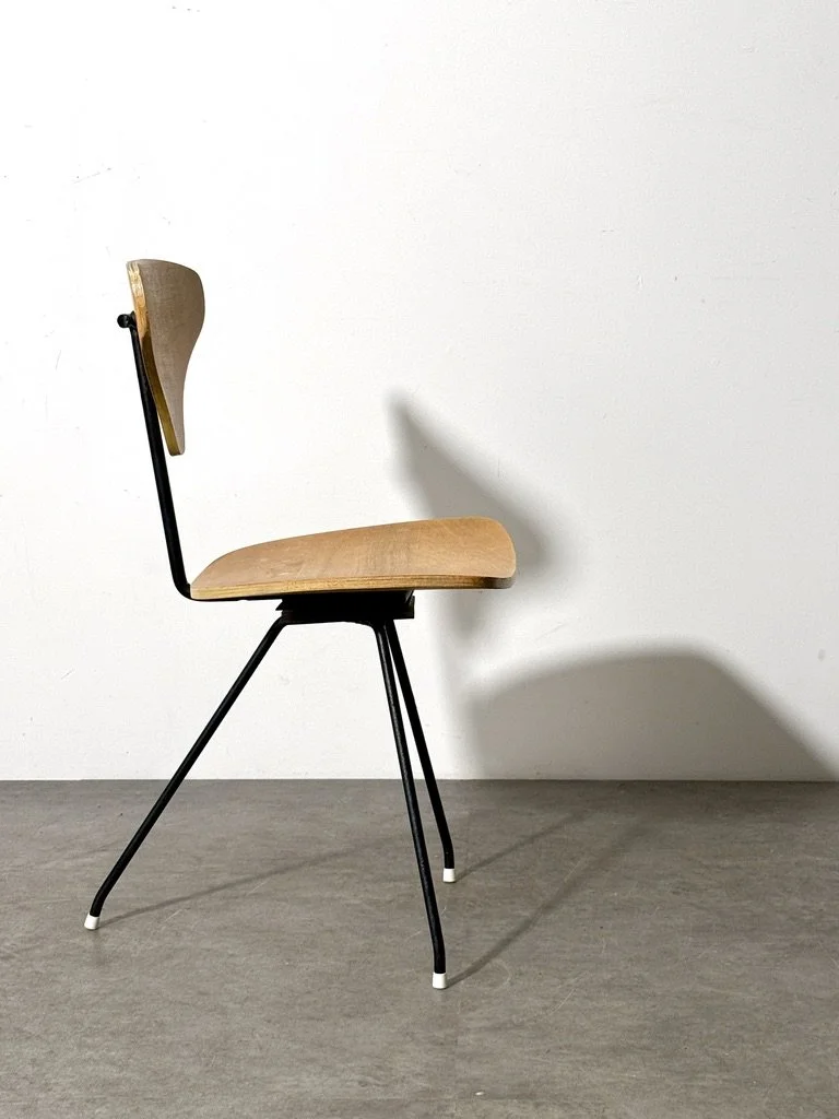 vintage mid century modern plywood chair desk chair three leg swivel chair umanoff paul mccobb george nelson tony paul charles eames modernist desk chair minimalist 1950s chair