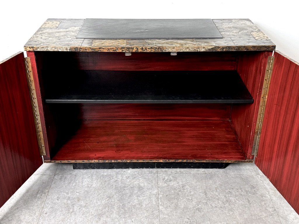 paul evans studio patchwork cabinet console bar cabinet credenza sideboard entryway cabinet brutalist