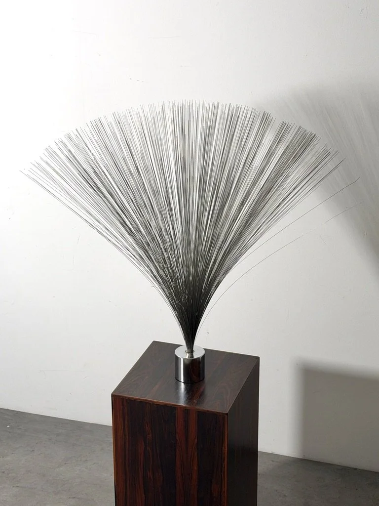 vintage mid century modern kinetic wire spray sculpture chrome abstract sculpture harry bertoia sound sculpture bertoia sculpture minimalist chrome rare unique sculpture original authentic