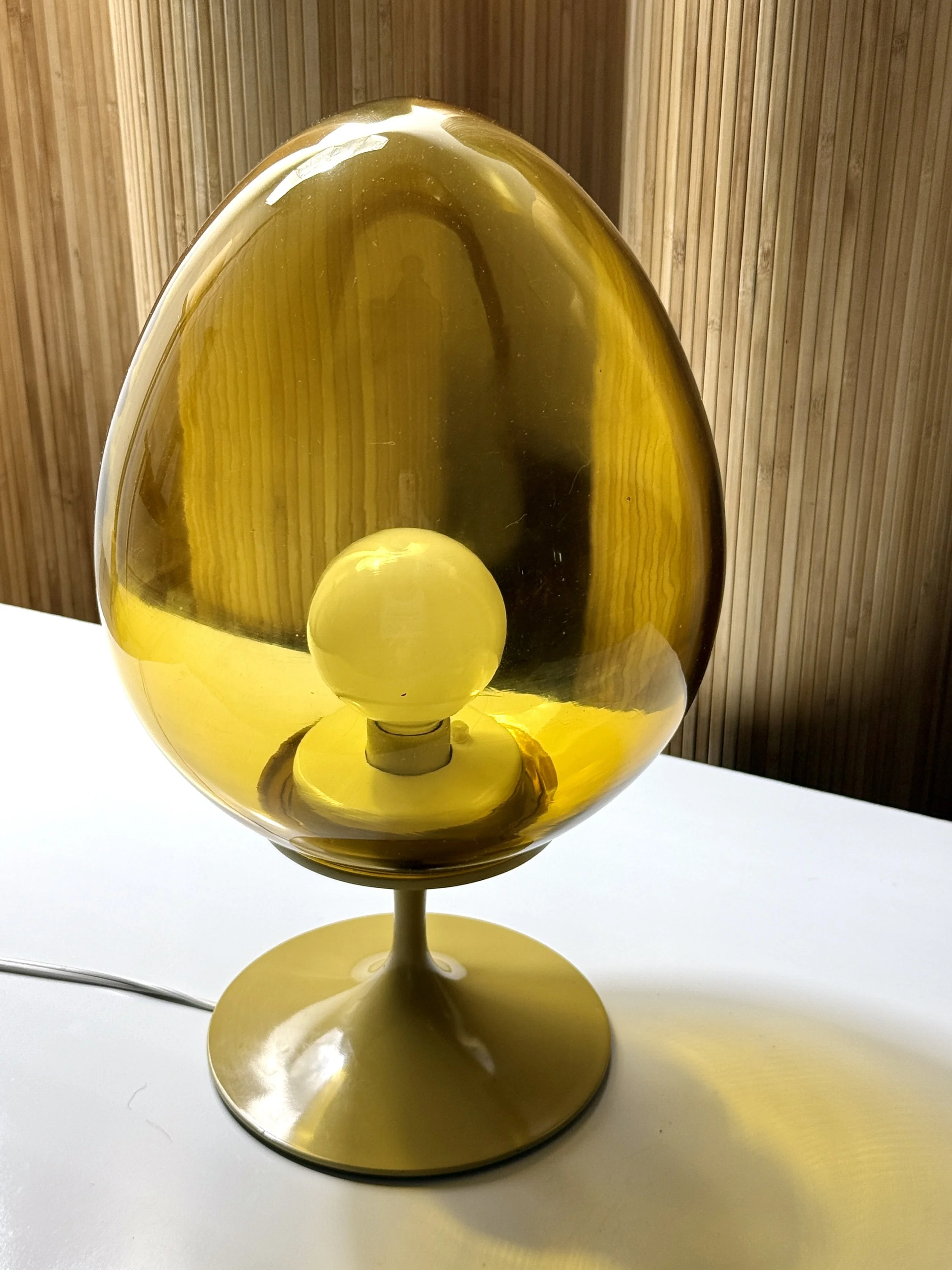 vintage mid century modern furniture detroit michigan bill curry tulip table lamp amber space age glass mushroom lamp egg shade globe rare unique mid century lamp