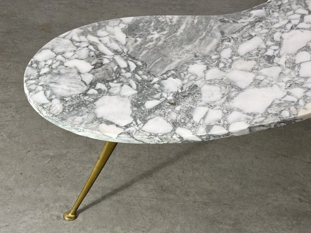 vintage mid century modern biomorphic marble coffee table brass legs sculptrual italian ico parisi gio ponti marble cocktail table rare unique splayed leg brass coffee table italy 1950's