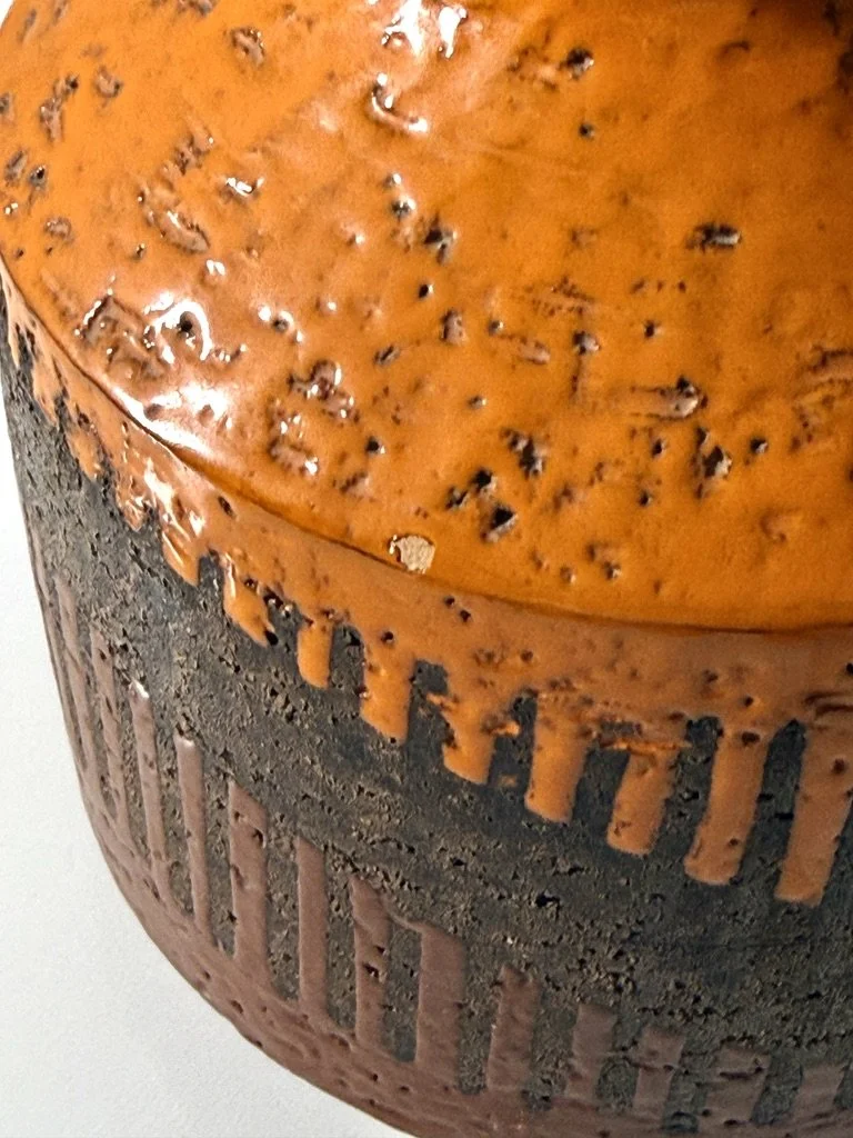 vintage mid century modern bitossi rare aldo londi vase orange glazed abstract ceramic pottery vase italy italian raymor 1950s