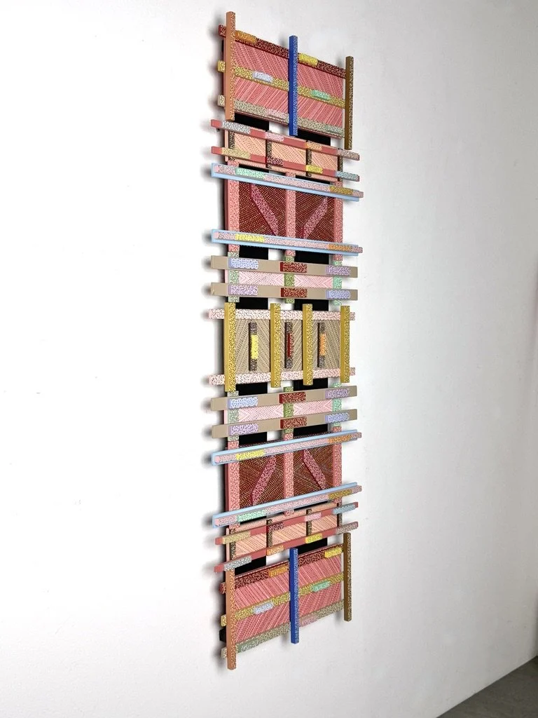 vintage mid century modern detroit michigan wall sculpture abstract wood painting geometric three dimensional wall art post modern memphis modern wall sculpture