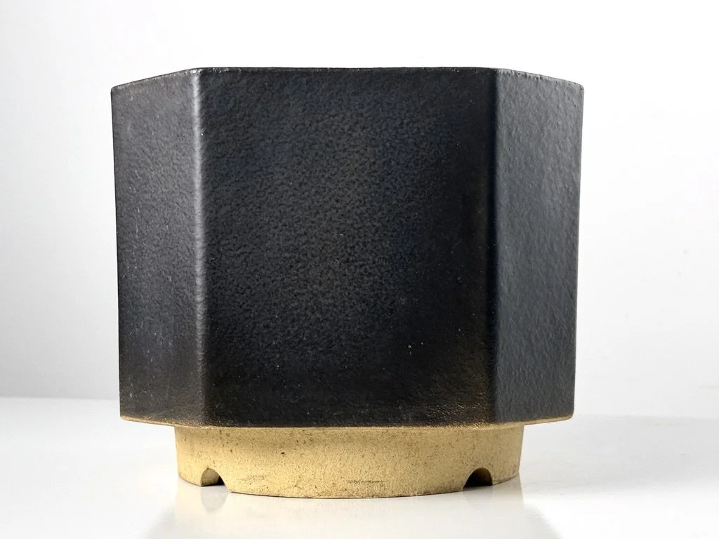 vintage mid century modern detroit michigan architectural pottery planter rare black geometric modernist planter david gil bennington potters mid century modern planter 1960s