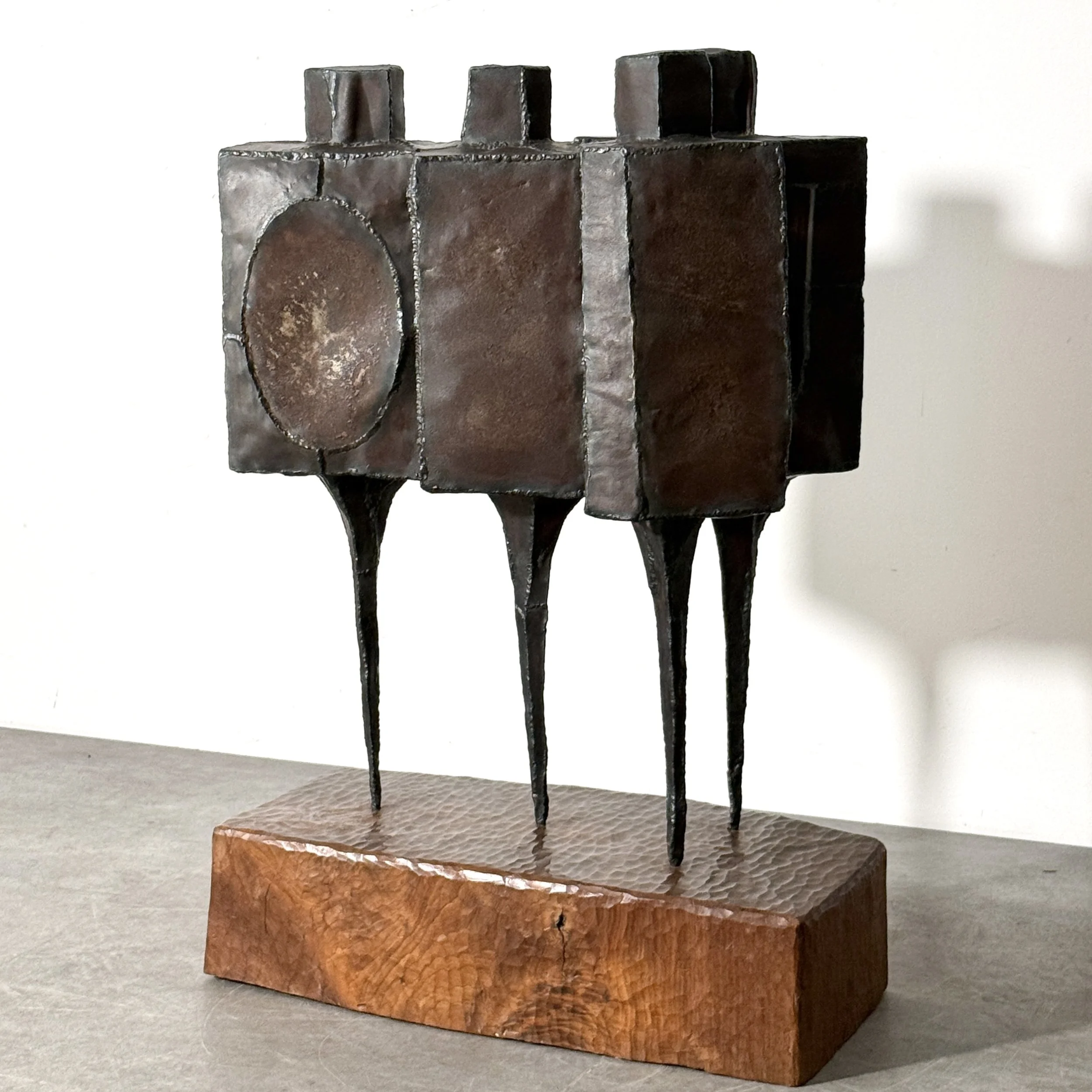 vintage mid century modern steel floor sculpture cranbrook artist lynn chadwick style welded steel figurative modernist sculpture unique brutalist large sculpture