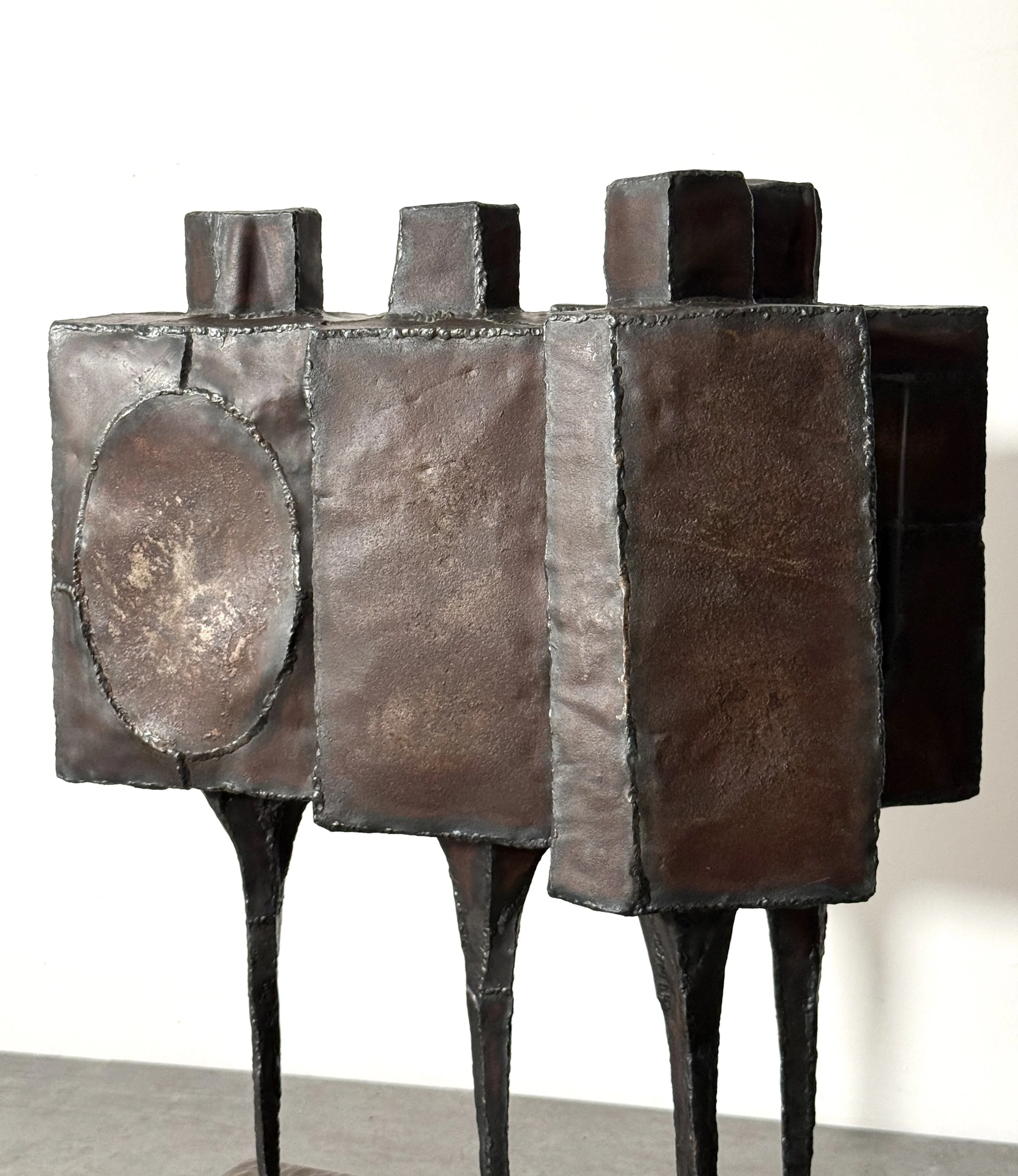 vintage mid century modern steel floor sculpture cranbrook artist lynn chadwick style welded steel figurative modernist sculpture unique brutalist large sculpture