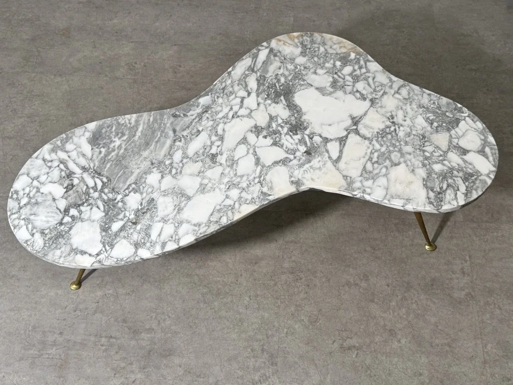 vintage mid century modern biomorphic marble coffee table brass legs sculptrual italian ico parisi gio ponti marble cocktail table rare unique splayed leg brass coffee table italy 1950's