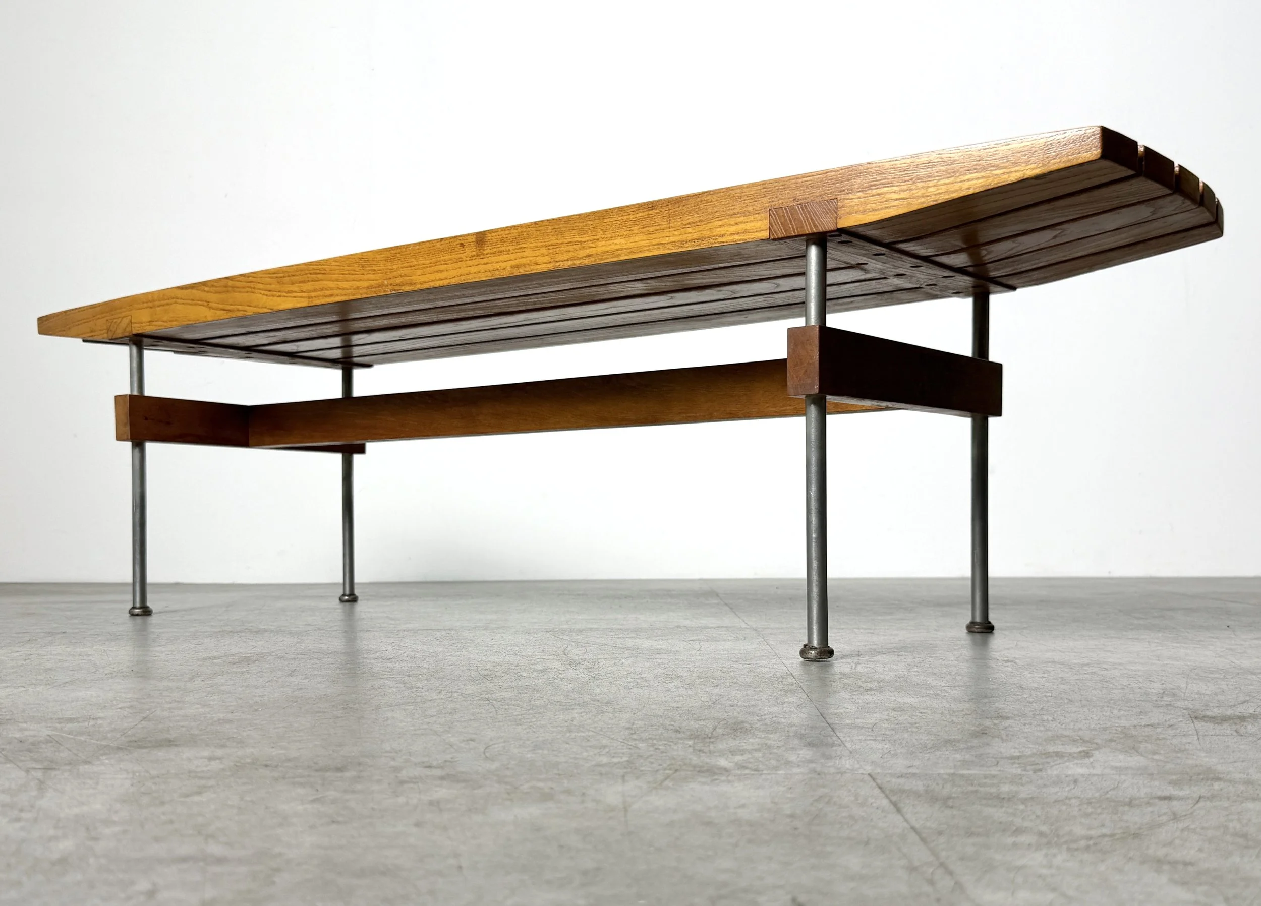 vintage mid century modern slat bench 1950s architectural bench george nelson slat bench herman miller minimalist slat bench