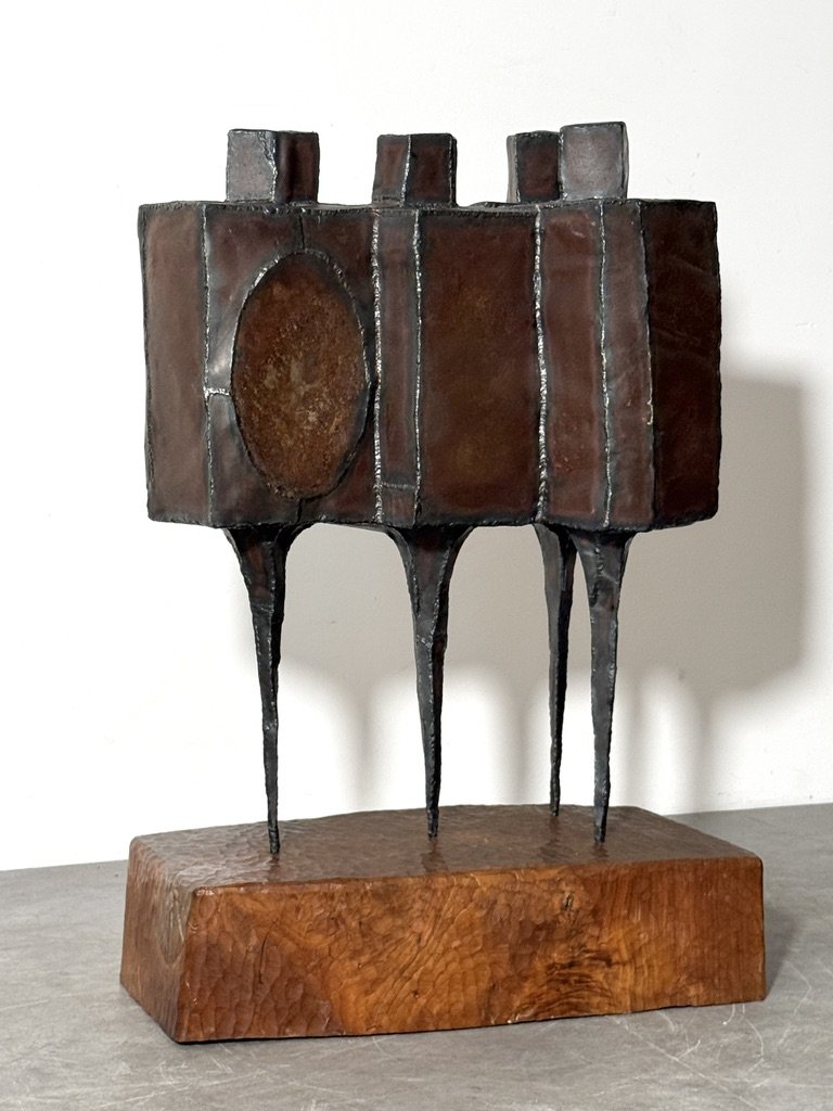 vintage mid century modern steel floor sculpture cranbrook artist lynn chadwick style welded steel figurative modernist sculpture unique brutalist large sculpture