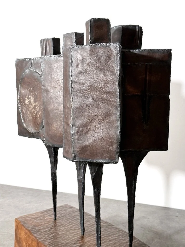 vintage mid century modern steel floor sculpture cranbrook artist lynn chadwick style welded steel figurative modernist sculpture unique brutalist large sculpture