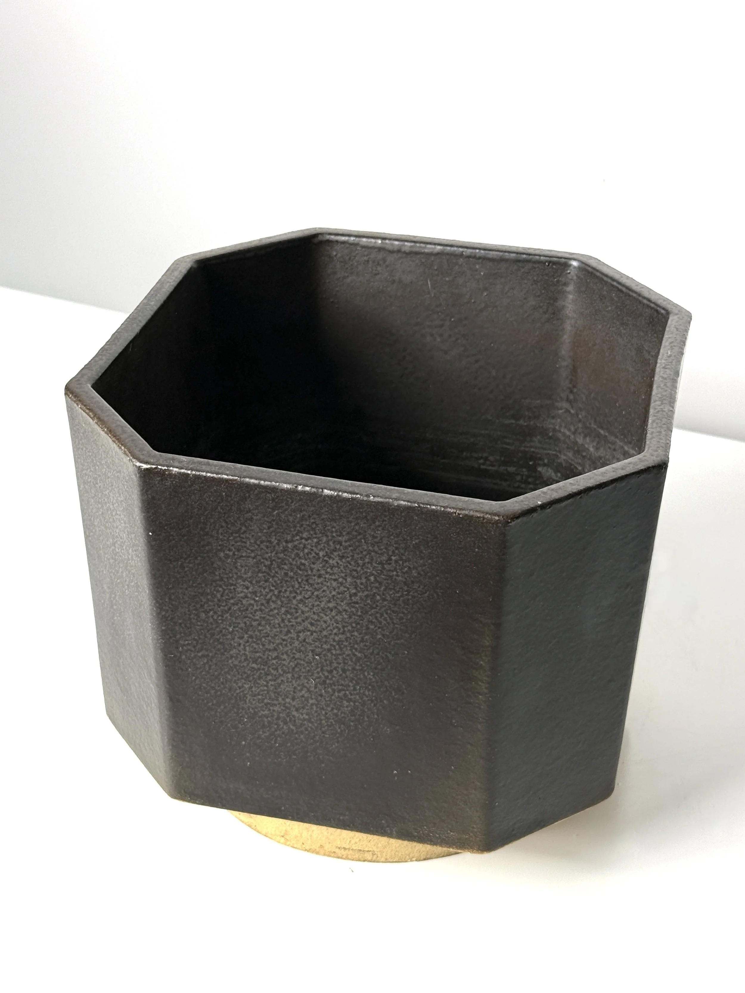 vintage mid century modern detroit michigan architectural pottery planter rare black geometric modernist planter david gil bennington potters mid century modern planter 1960s