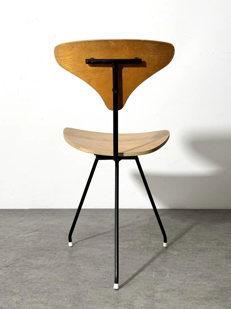 vintage mid century modern plywood chair desk chair three leg swivel chair umanoff paul mccobb george nelson tony paul charles eames modernist desk chair minimalist 1950s chair