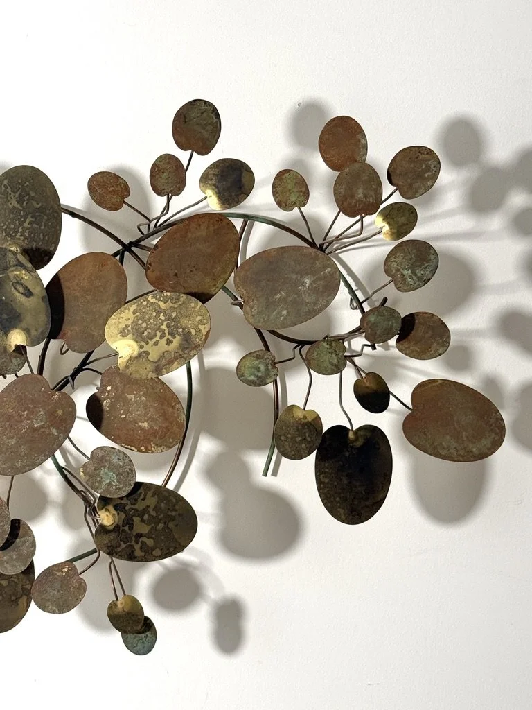 vintage mid century modern curtis jere brass abstract wall sculpture wall art raindrops lily pad organic abstract metal wall sculpture three dimensional metal wall hanging