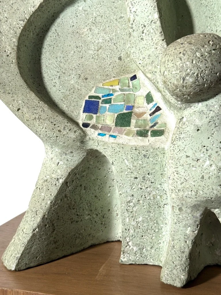 1940s mid century modern modernist carved stone monumental sculpture terrazzo and glass samuel cashwan samuel adolph cashwan modernism rare sculpture
