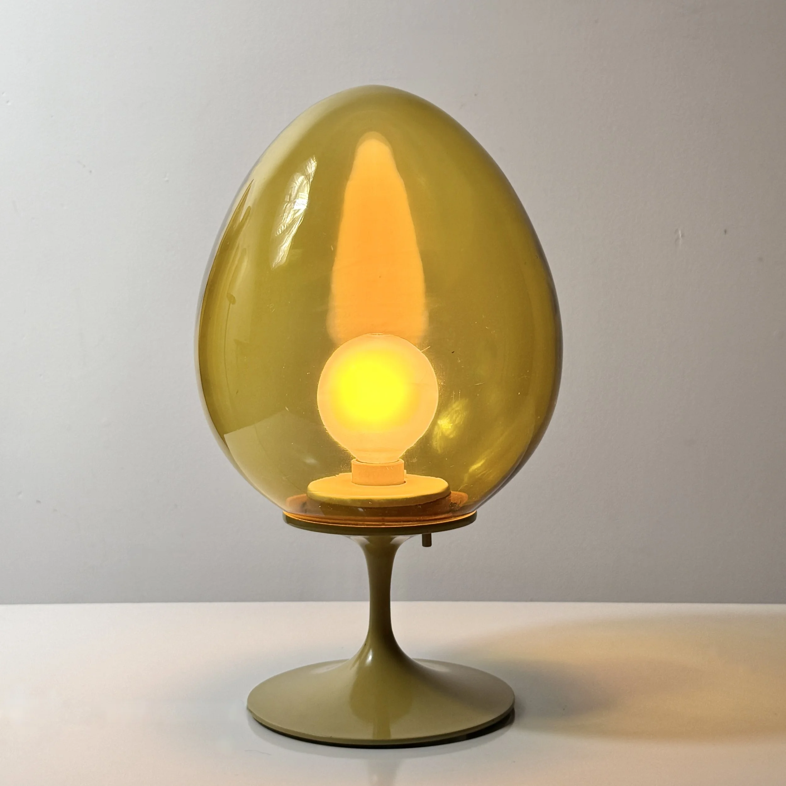 vintage mid century modern furniture detroit michigan bill curry tulip table lamp amber space age glass mushroom lamp egg shade globe rare unique mid century lamp