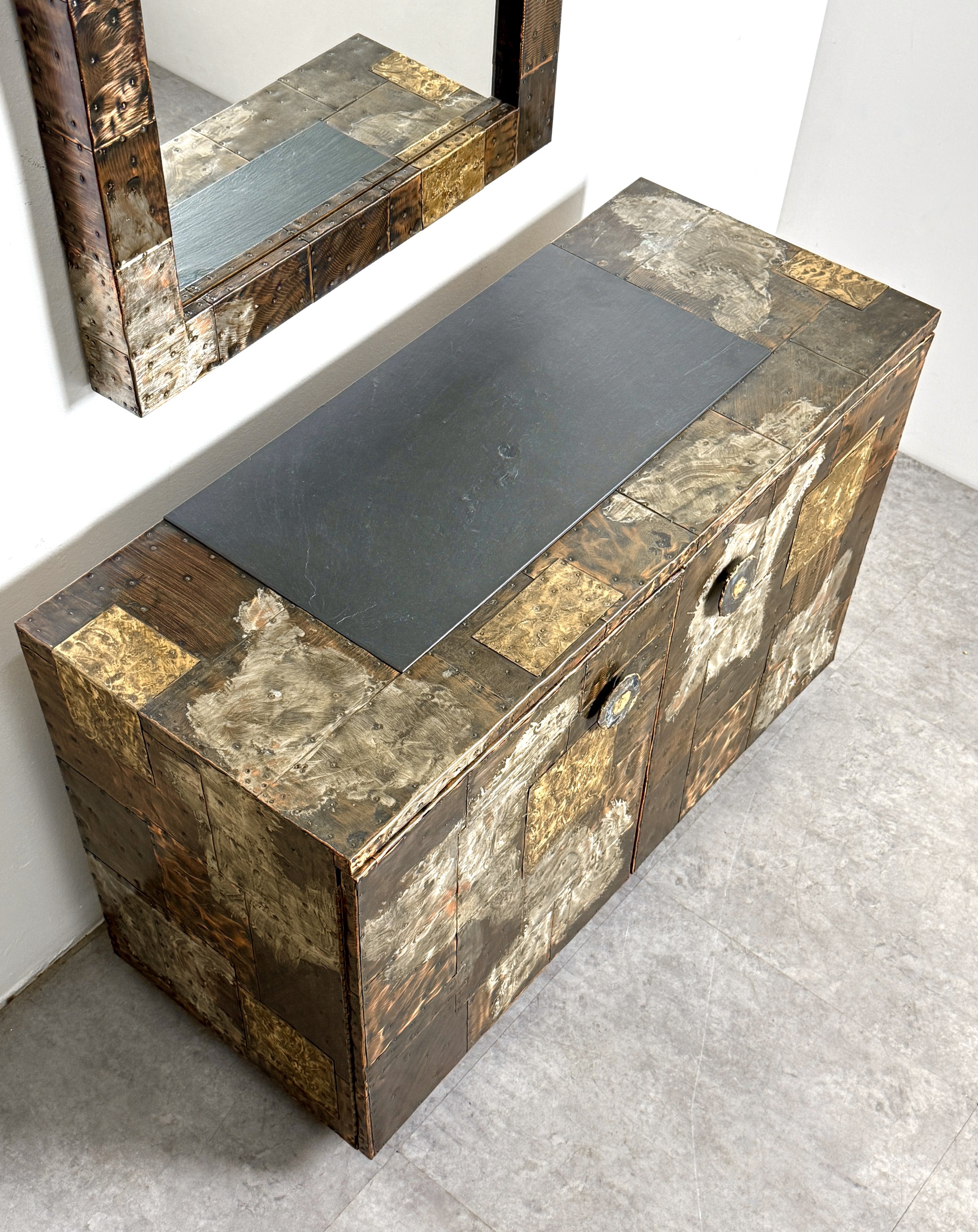 paul evans studio patchwork cabinet console bar cabinet credenza sideboard entryway cabinet brutalist