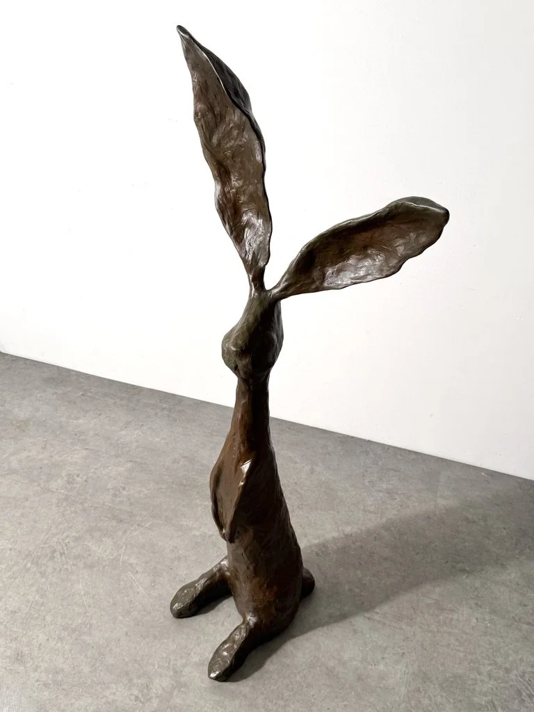 vintage mid century modern abstract bronze monumental sculpture indoor outdoor large tall rabbit bunny chauncey jim budish largest bronze surrealist modernist bronze tall sculpture solid bronze art
