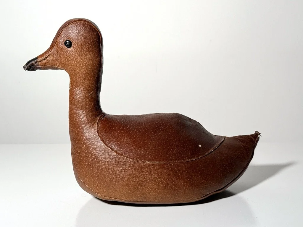 vintage mid century modern leather sculpture dimitri omersa abercrombie and fitch leather animal rare unique sculpture animal decor antique door stop