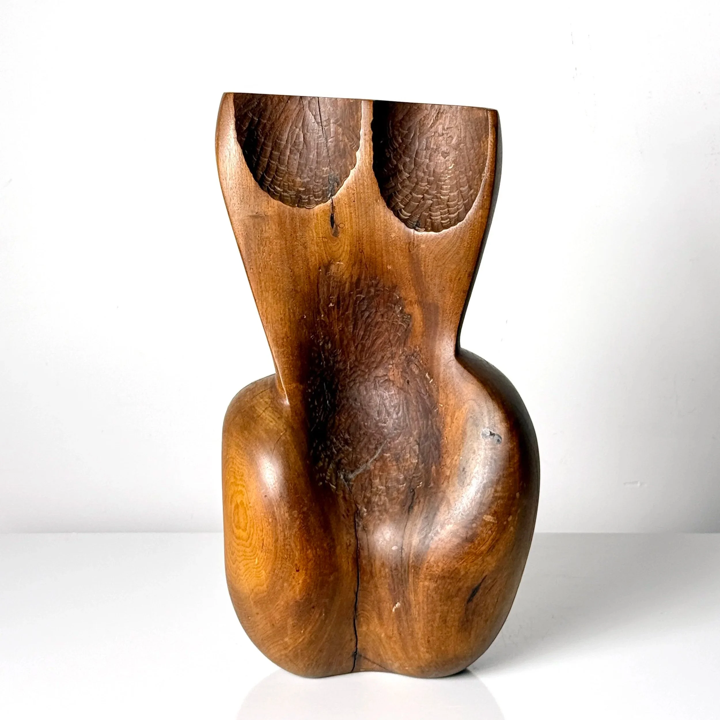 vintage mid century modern detroit michigan organic carved wood sculpture abstract female torso original mid century biomorphic studio craft nude sculpture