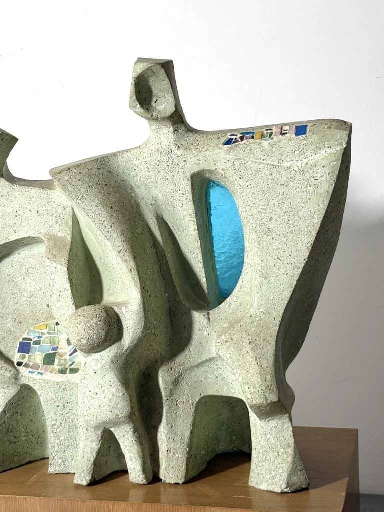 1940s mid century modern modernist carved stone monumental sculpture terrazzo and glass samuel cashwan samuel adolph cashwan modernism rare sculpture