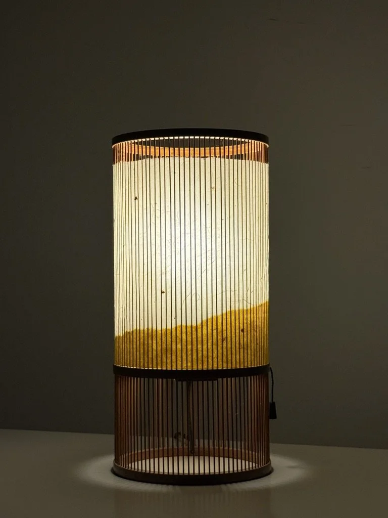 vintage mid century japanese washi paper lamp table lamp lantern isamu noguchi akari paper light bedside wabi sabi style table lamp