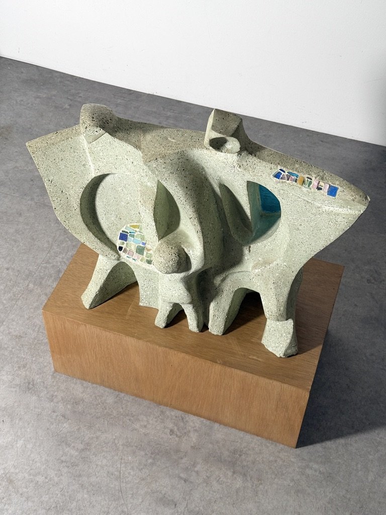 1940s mid century modern modernist carved stone monumental sculpture terrazzo and glass samuel cashwan samuel adolph cashwan modernism rare sculpture