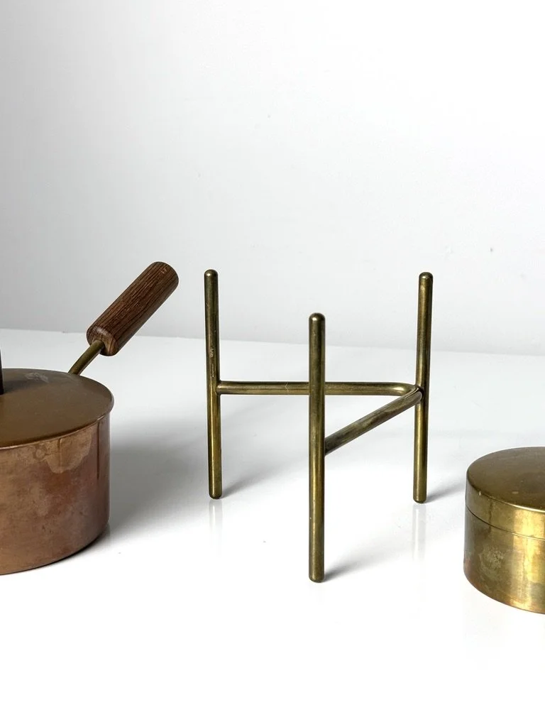 vintage mid century modern detroit michigan rare carl aubock werkstatte austria modernist copper brass bronze fondue decorative kitchen sculpture countertop accent antique 1950s