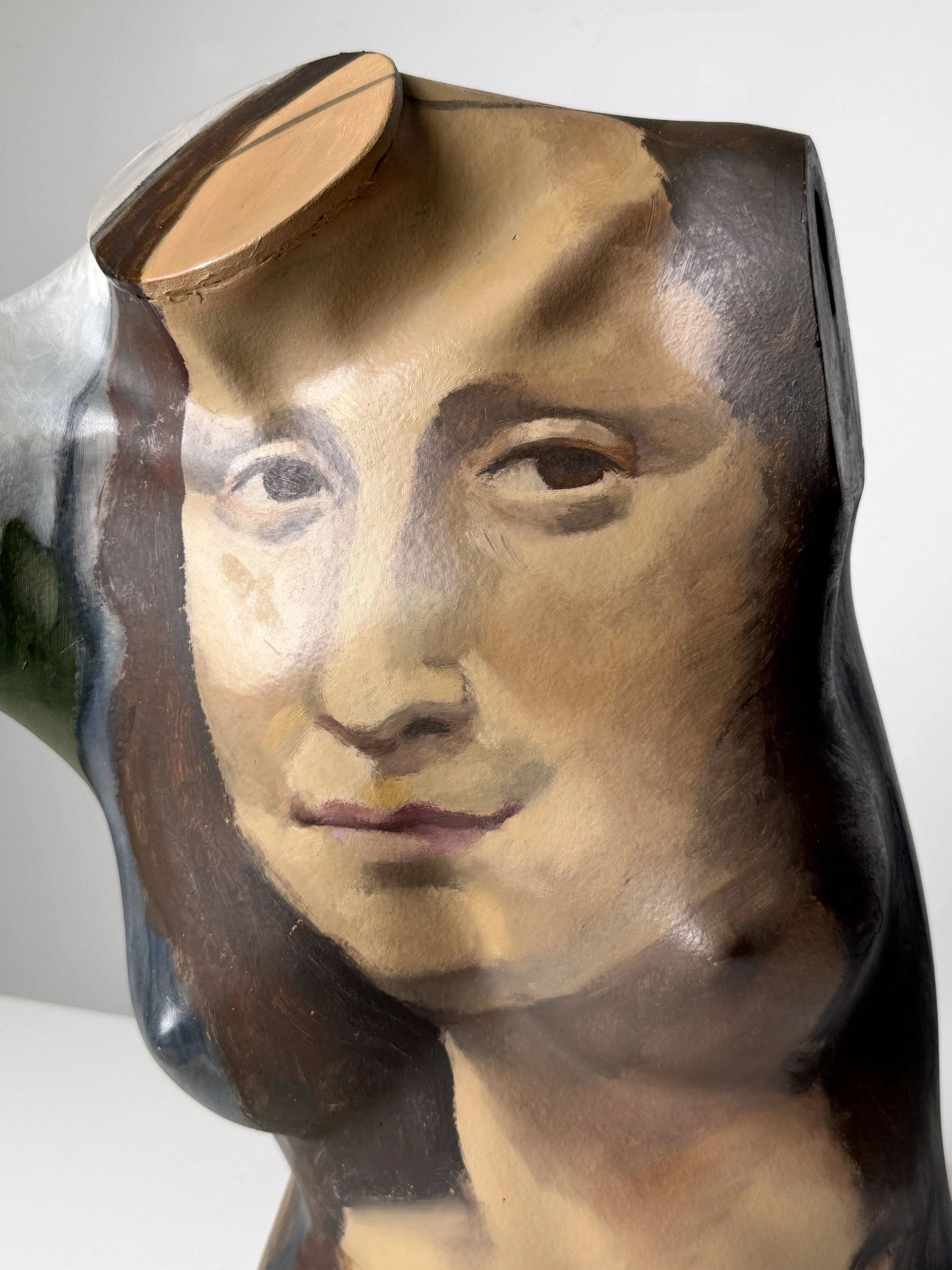 vintage mid century modern detroit michigan artist made painting vintage mannequin sculpture pop art nude sculpture mona lisa painting female torso sculpture