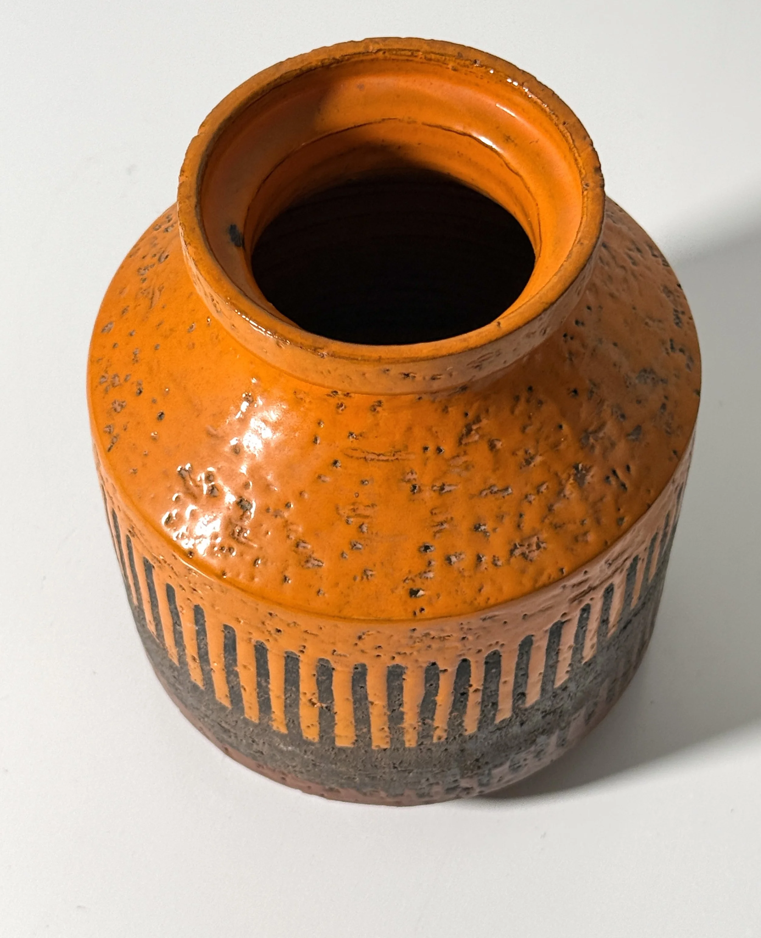 vintage mid century modern bitossi rare aldo londi vase orange glazed abstract ceramic pottery vase italy italian raymor 1950s
