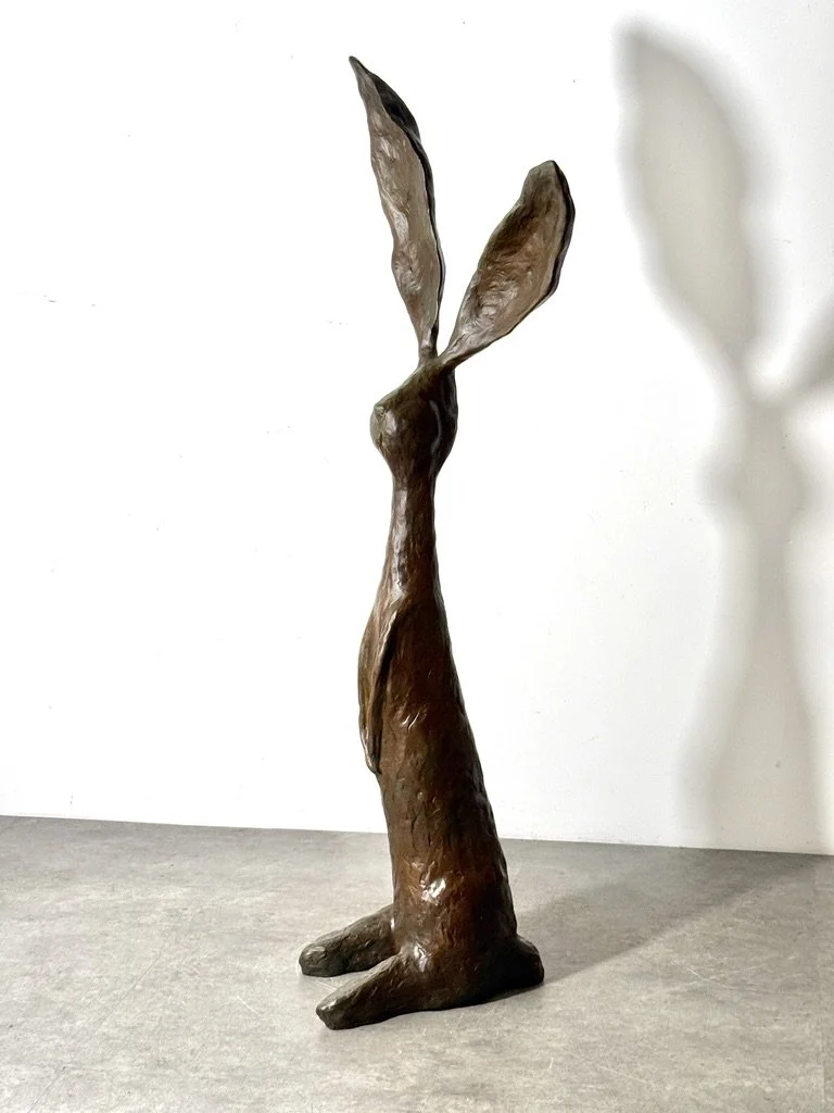 vintage mid century modern abstract bronze monumental sculpture indoor outdoor large tall rabbit bunny chauncey jim budish largest bronze surrealist modernist bronze tall sculpture solid bronze art
