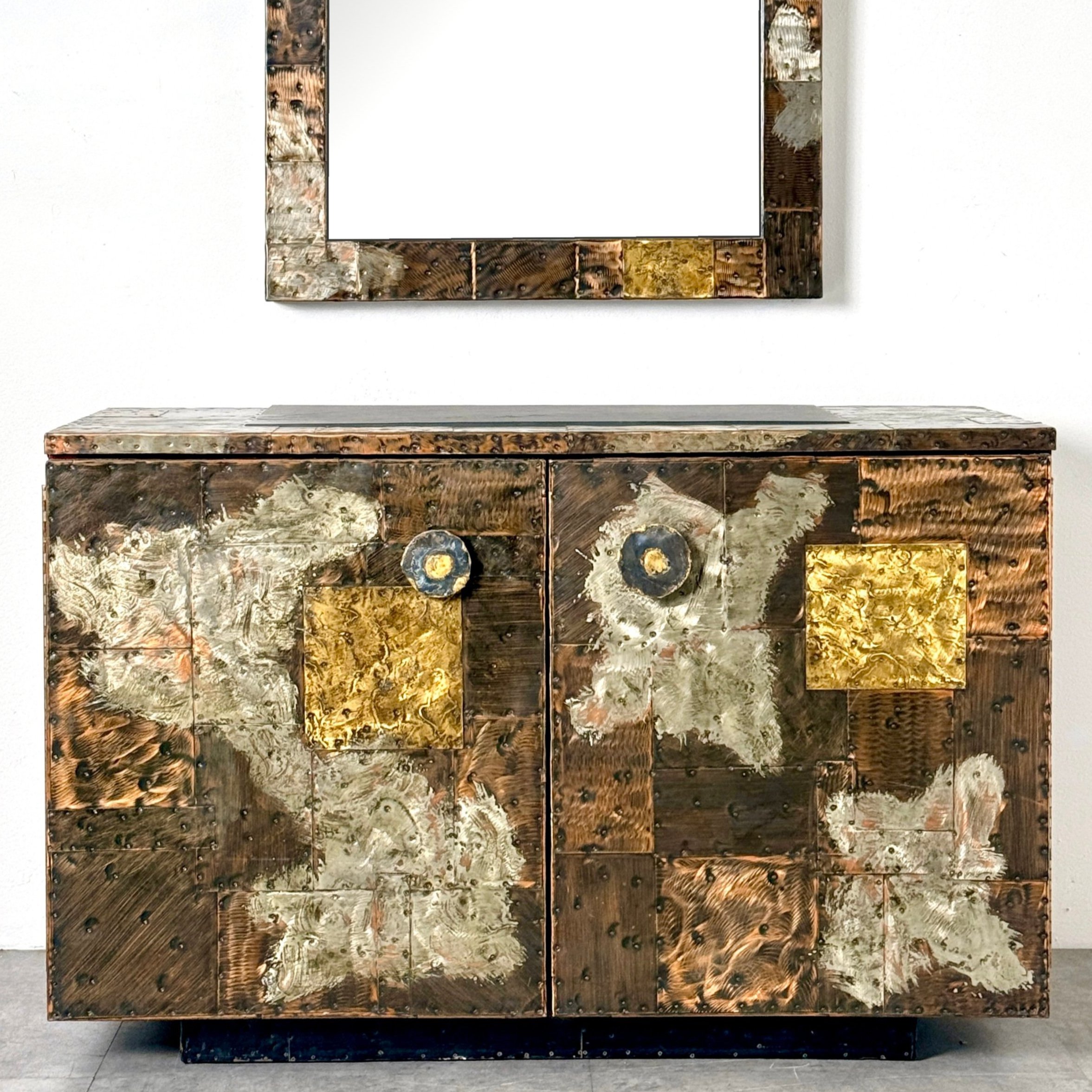paul evans studio patchwork cabinet console bar cabinet credenza sideboard entryway cabinet brutalist