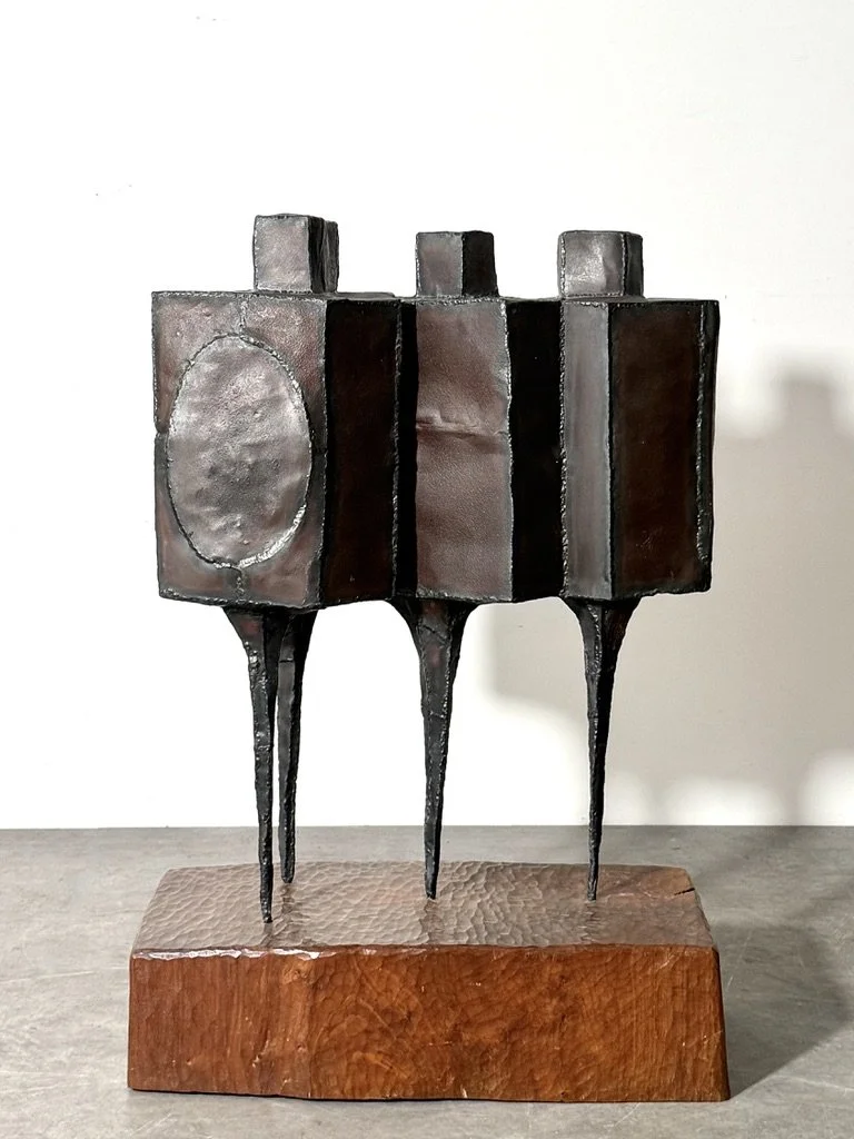 vintage mid century modern steel floor sculpture cranbrook artist lynn chadwick style welded steel figurative modernist sculpture unique brutalist large sculpture