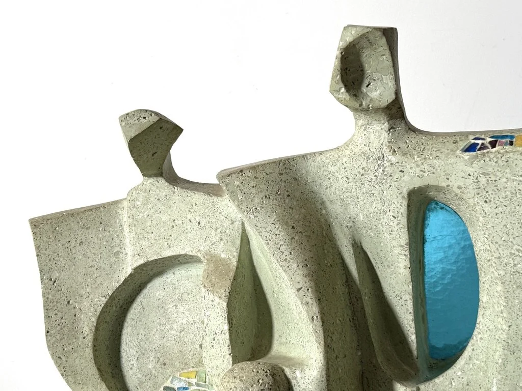 1940s mid century modern modernist carved stone monumental sculpture terrazzo and glass samuel cashwan samuel adolph cashwan modernism rare sculpture