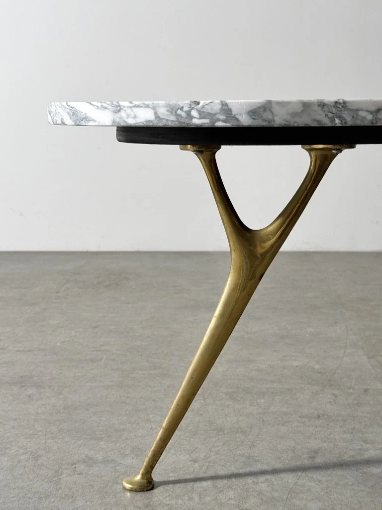 vintage mid century modern biomorphic marble coffee table brass legs sculptrual italian ico parisi gio ponti marble cocktail table rare unique splayed leg brass coffee table italy 1950's