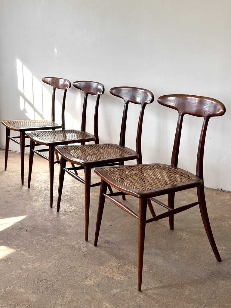 vintage mid century modern carlo hauner martin eisler brazilian dining chairs rare rosewood cane dining chairs set of 4 side chairs handmade sergio rodrigues percival lafer important dining chairs