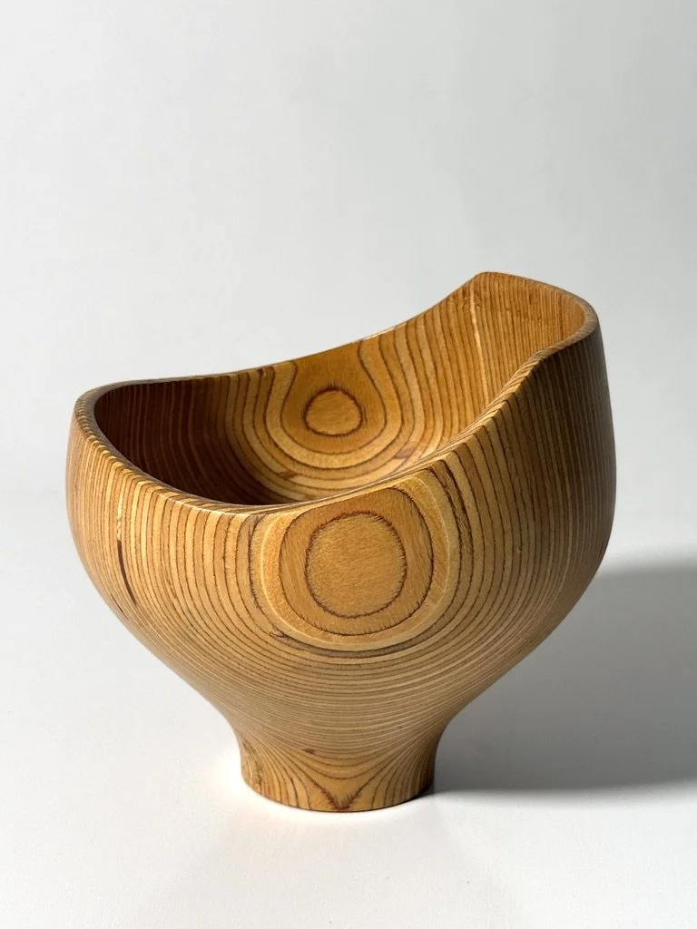 vintage sigend rude osolnik turned wood bowl vessel american studio craft laminated bowl american craft vessel rare unique form turned wood bowl bullseye