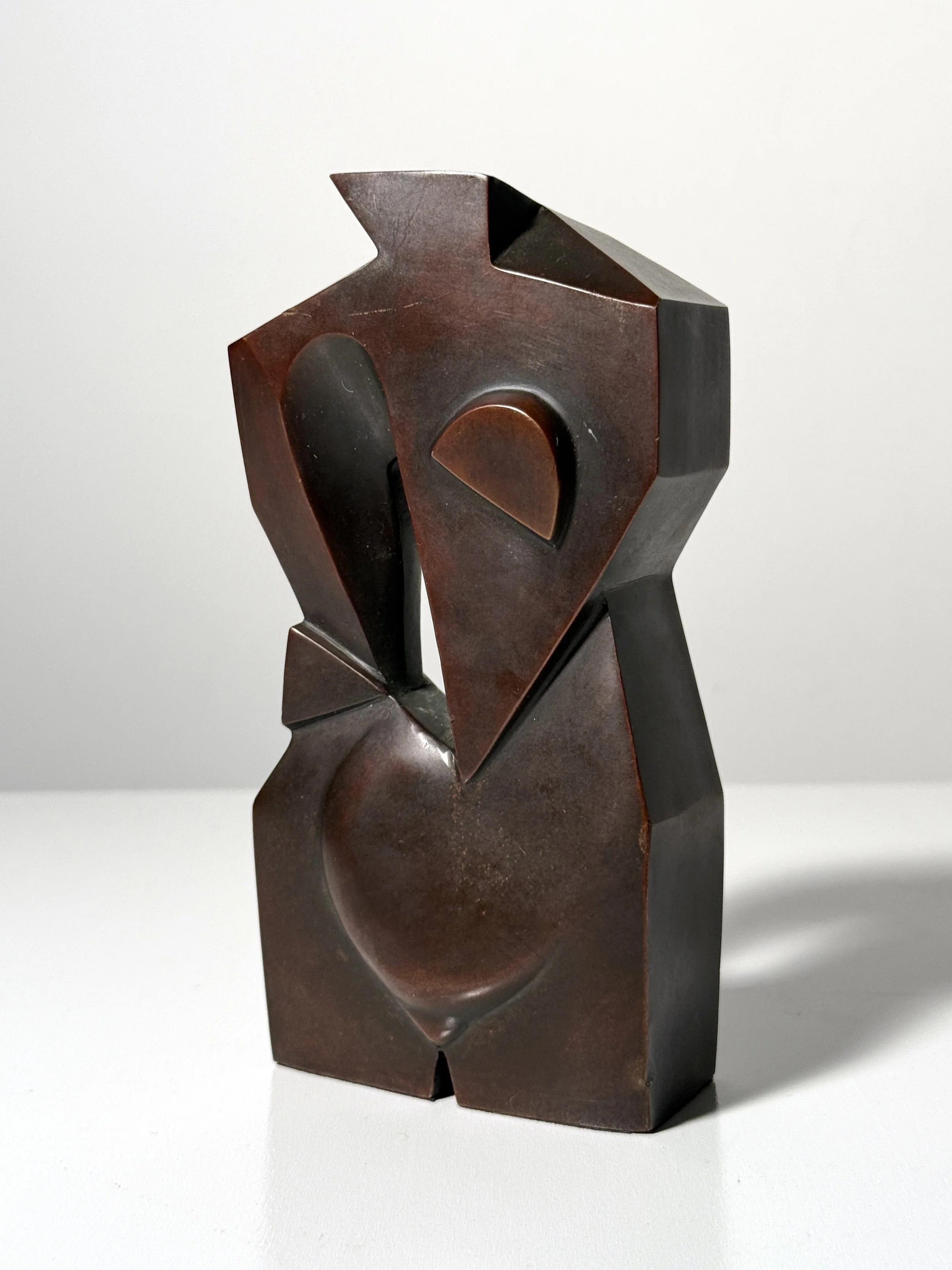 vintage mid century modern cubist picasso style bronze sculpture abstract modernist figural torso sculpture tabletop desktop architectural bronze figure art deco