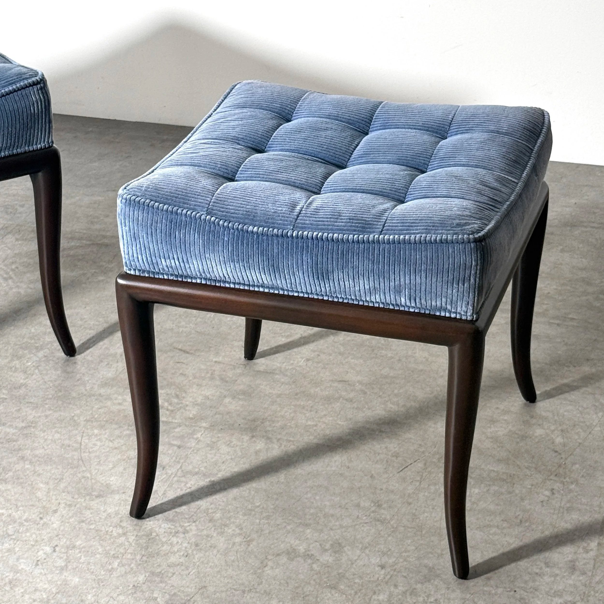 vintage mid century modern sabre leg stools klismos bench th robsjohn gibbings widdicomb pair tufted footstools ottomans rare unique sculptural pair of stools 1950s dunbar
