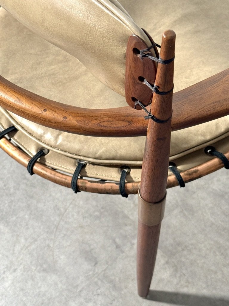 vintage mid century american studio craft lounge chair unique rare sculptural armchair hans wegner sam maloof kofod larsen pacific green leather walnut hand carved 1950s