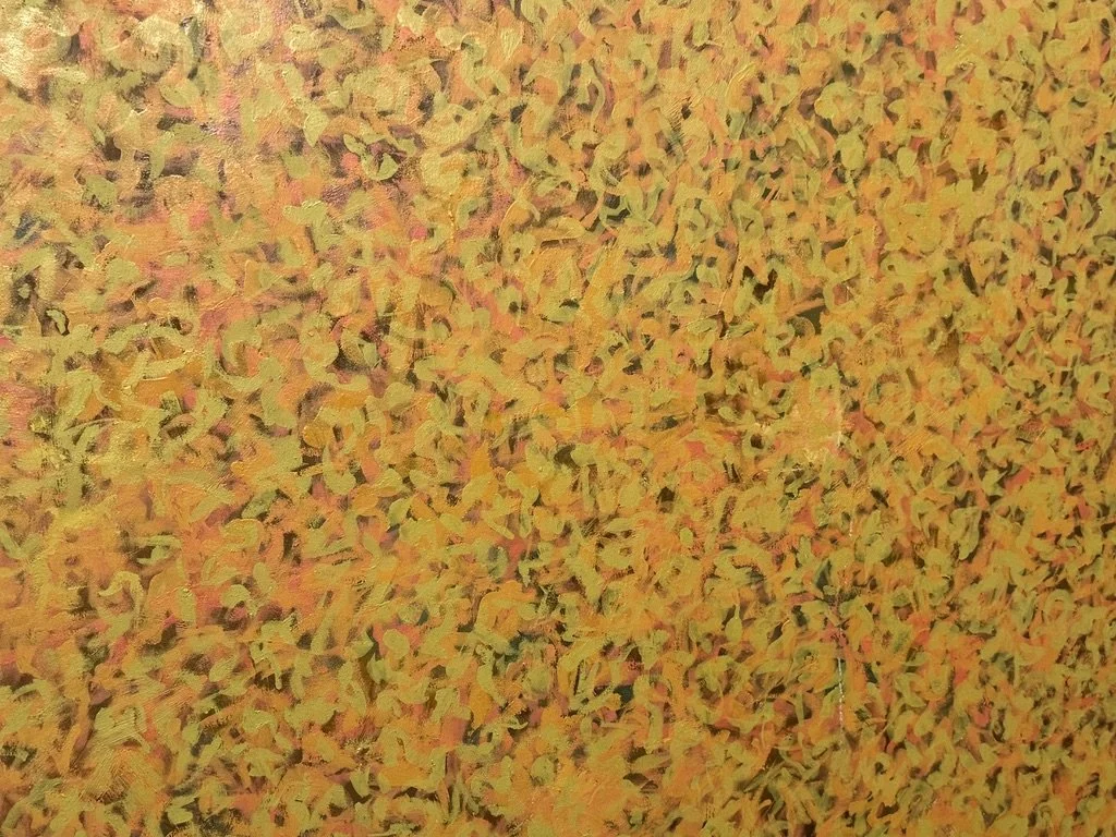 vintage mid century modern original signed abstract oil painting modernist abstract painting signed vintage abstract orange yellow ochre muted organic