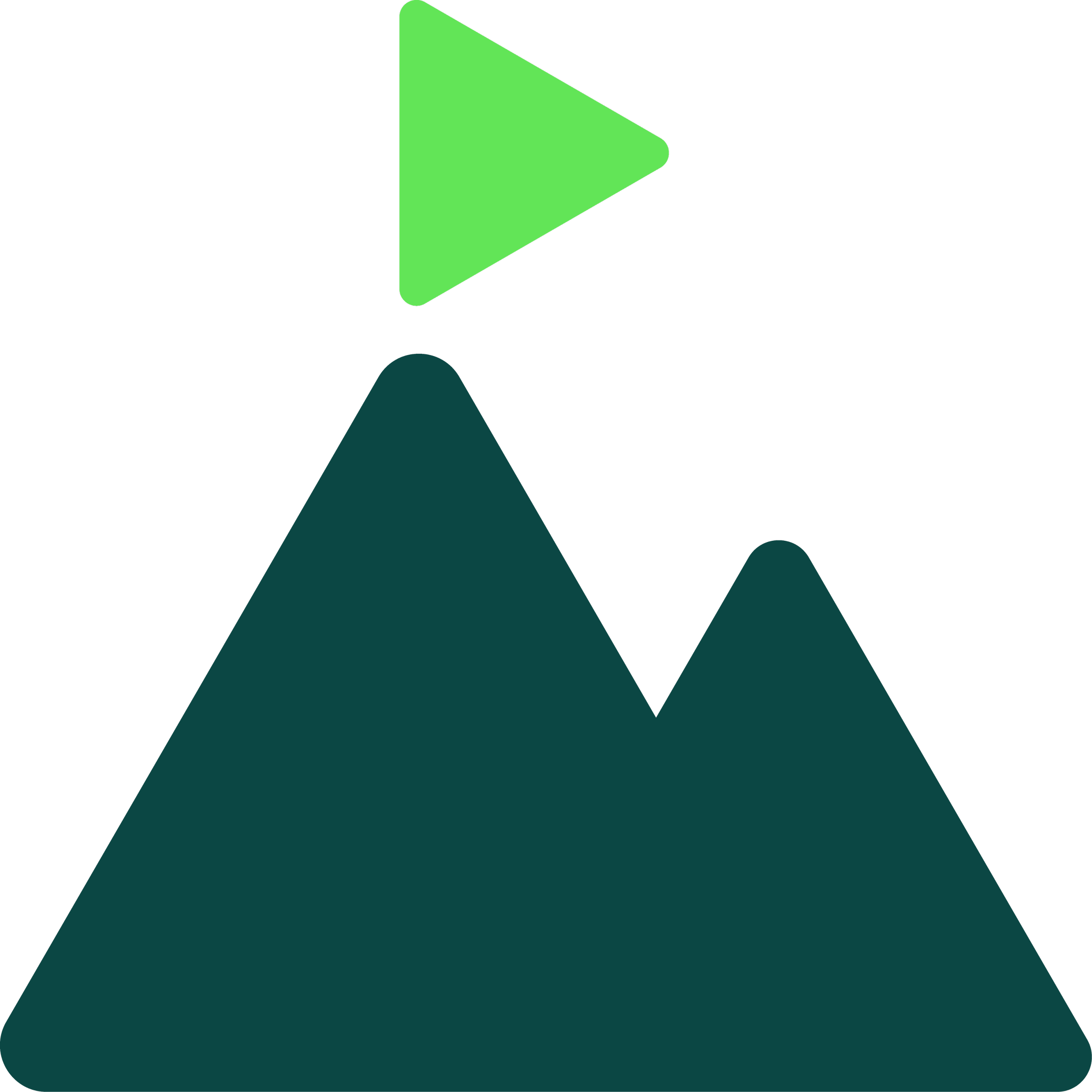 A mountain with a flag on it icon