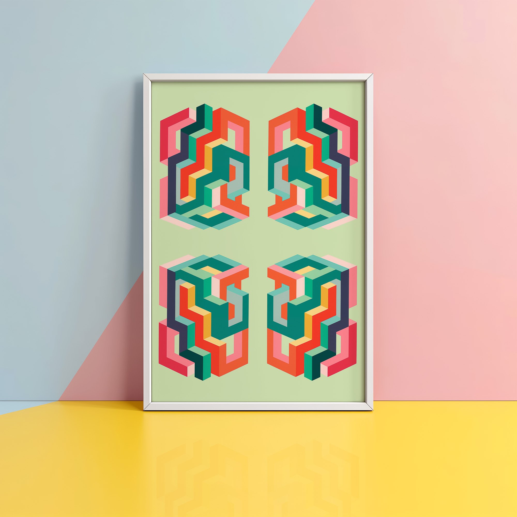 quadrant-print-op-art-symmetrical-abstract-design-green-background-multi-colored-wall-pastel-contemporary.jpg