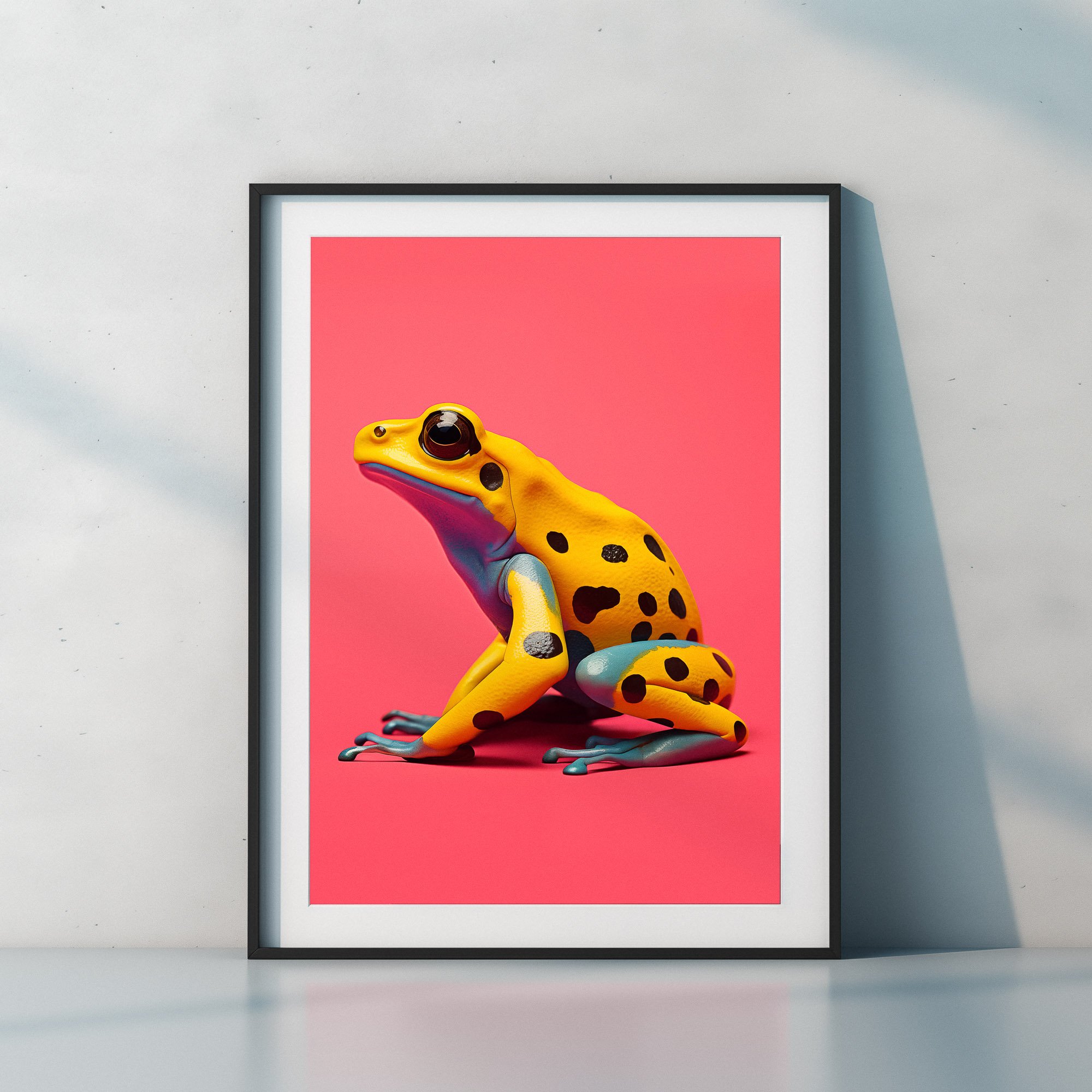 poison-dart-frog-yellow-pink-frame-with-shadows-on-wall.jpg