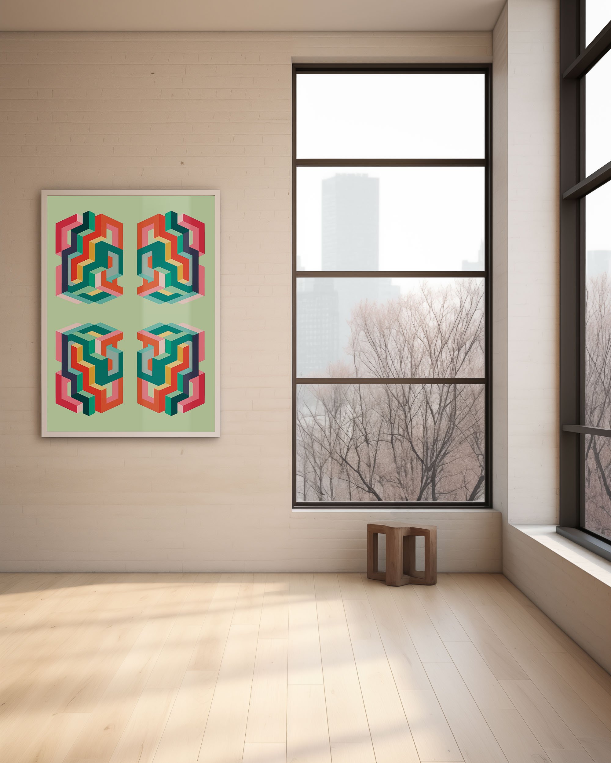 quadrant-print-op-art-symmetrical-abstract-design-green-background-framed-art-in-luxury-appartment.jpg