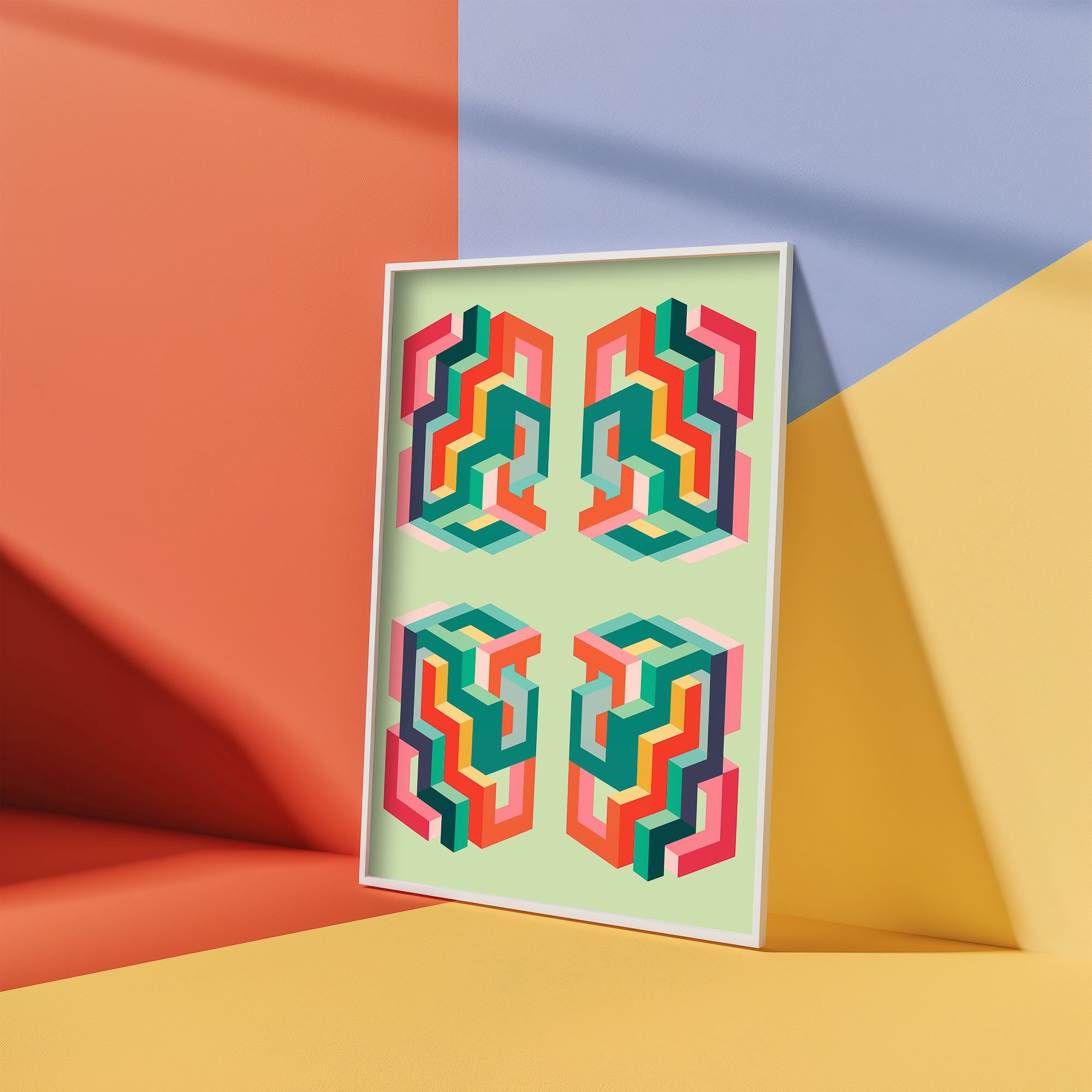 quadrant-print-op-art-symmetrical-abstract-design-green-background-single-frame-angle-colored-geometric-wall.jpg