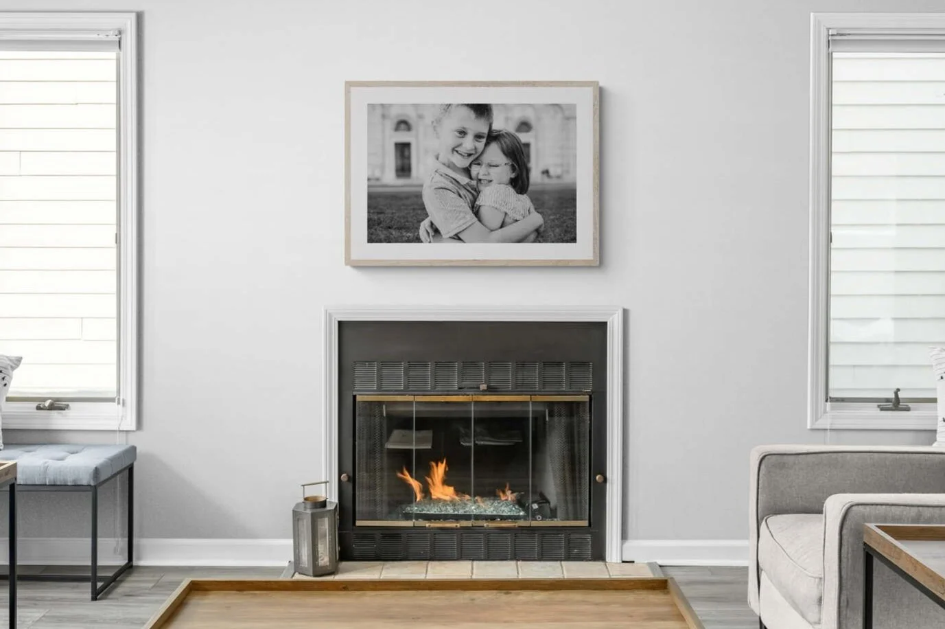 Framed professional photo of Brother and sister on vacation at Leaning Tower of Pisa