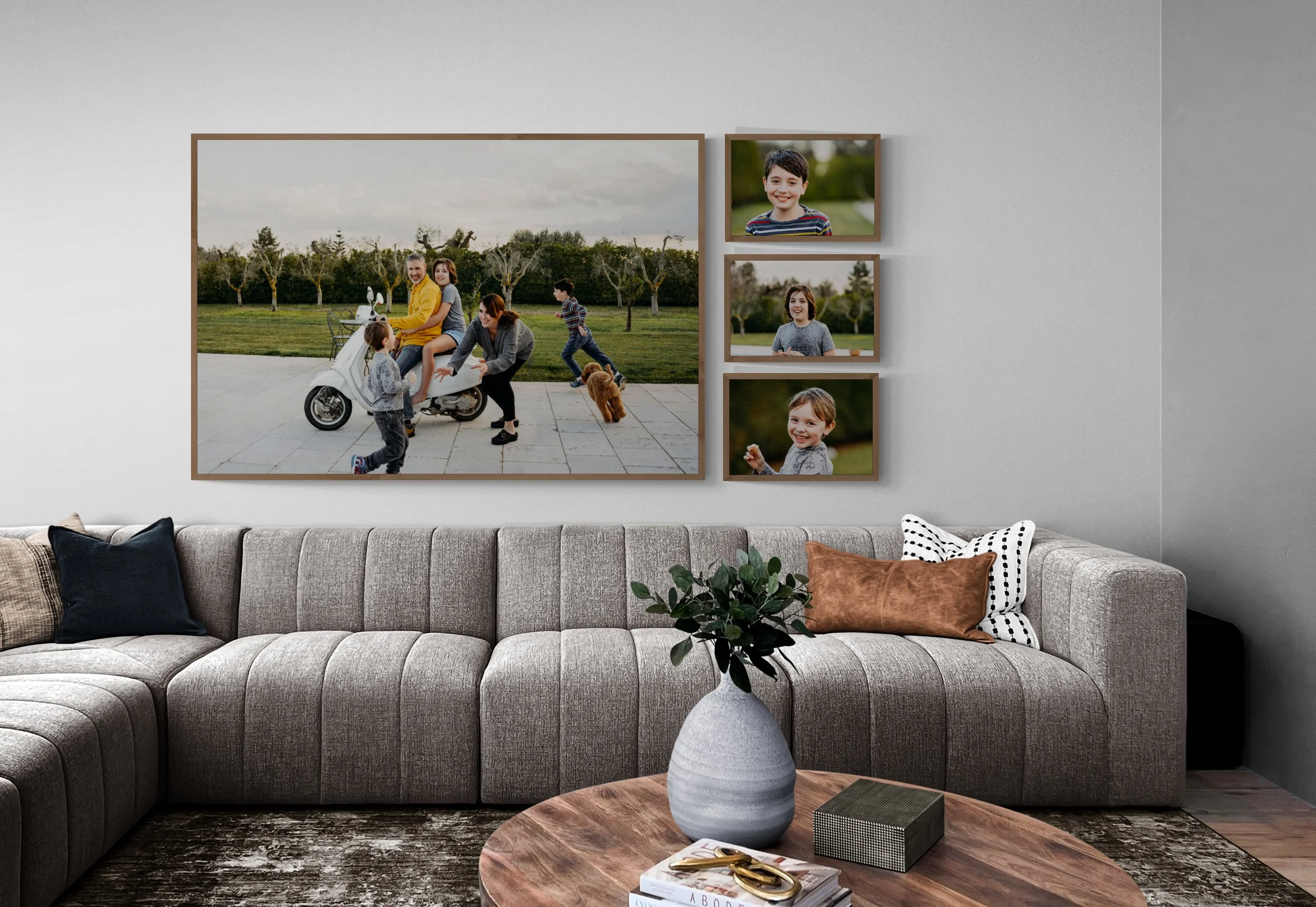A young family play at a Masseria in Puglia during a vacation family photoshoot